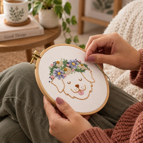 Emberly Daisy Dog Embroidery Kit
