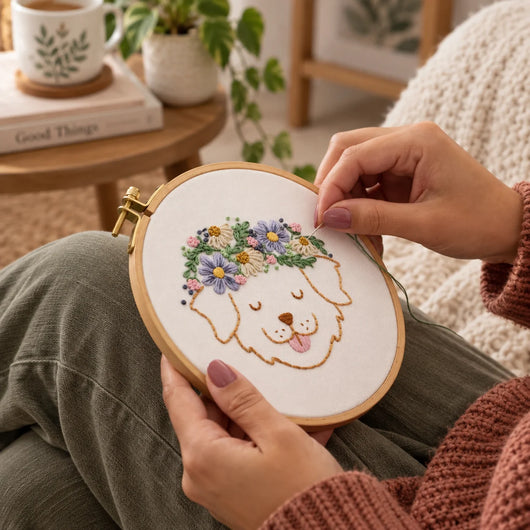 Emberly Daisy Dog Embroidery Kit