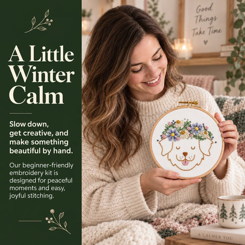 Emberly Daisy Dog Embroidery Kit