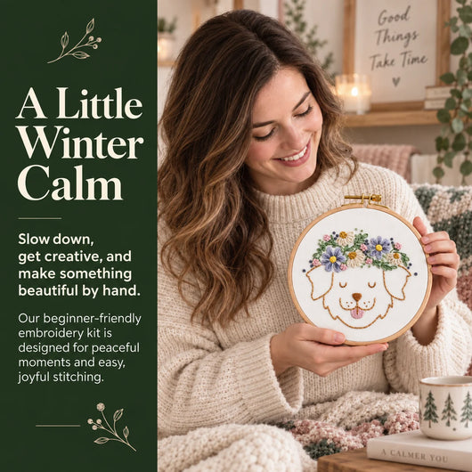 Emberly Daisy Dog Embroidery Kit