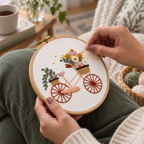 Emberly Spring Bicycle Embroidery Kit