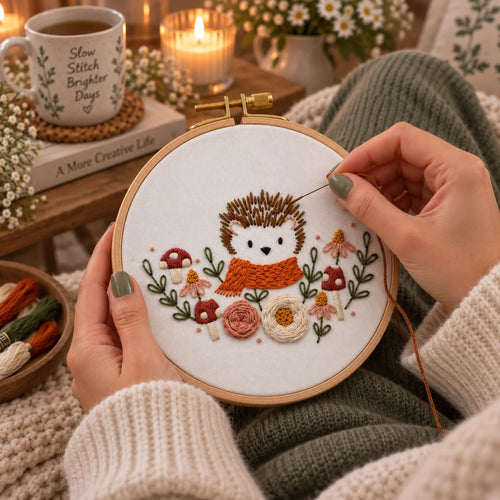 Emberly Woodland Hedgehog Embroidery Kit