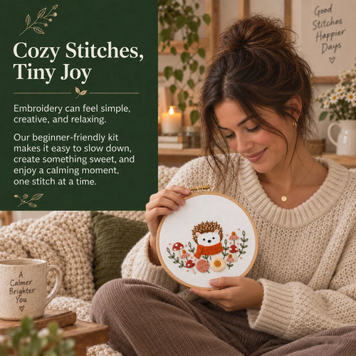 Emberly Woodland Hedgehog Embroidery Kit
