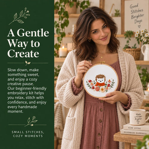 Emberly Woodland Hedgehog Embroidery Kit