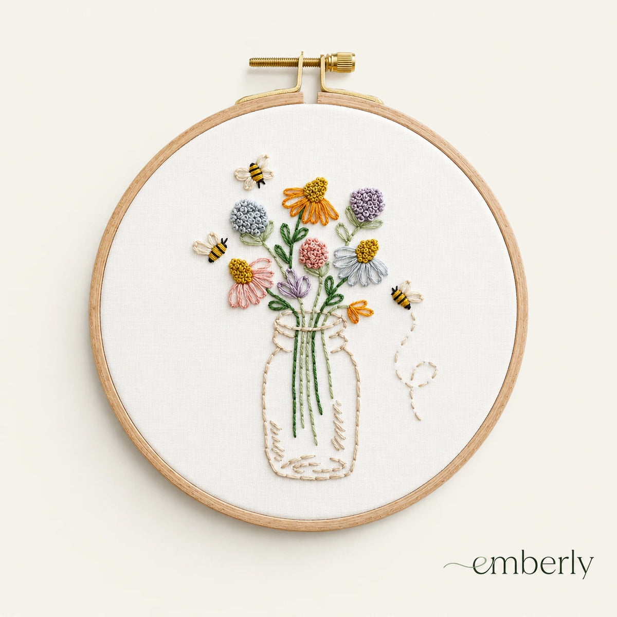 Emberly Bee Bloom Embroidery Kit