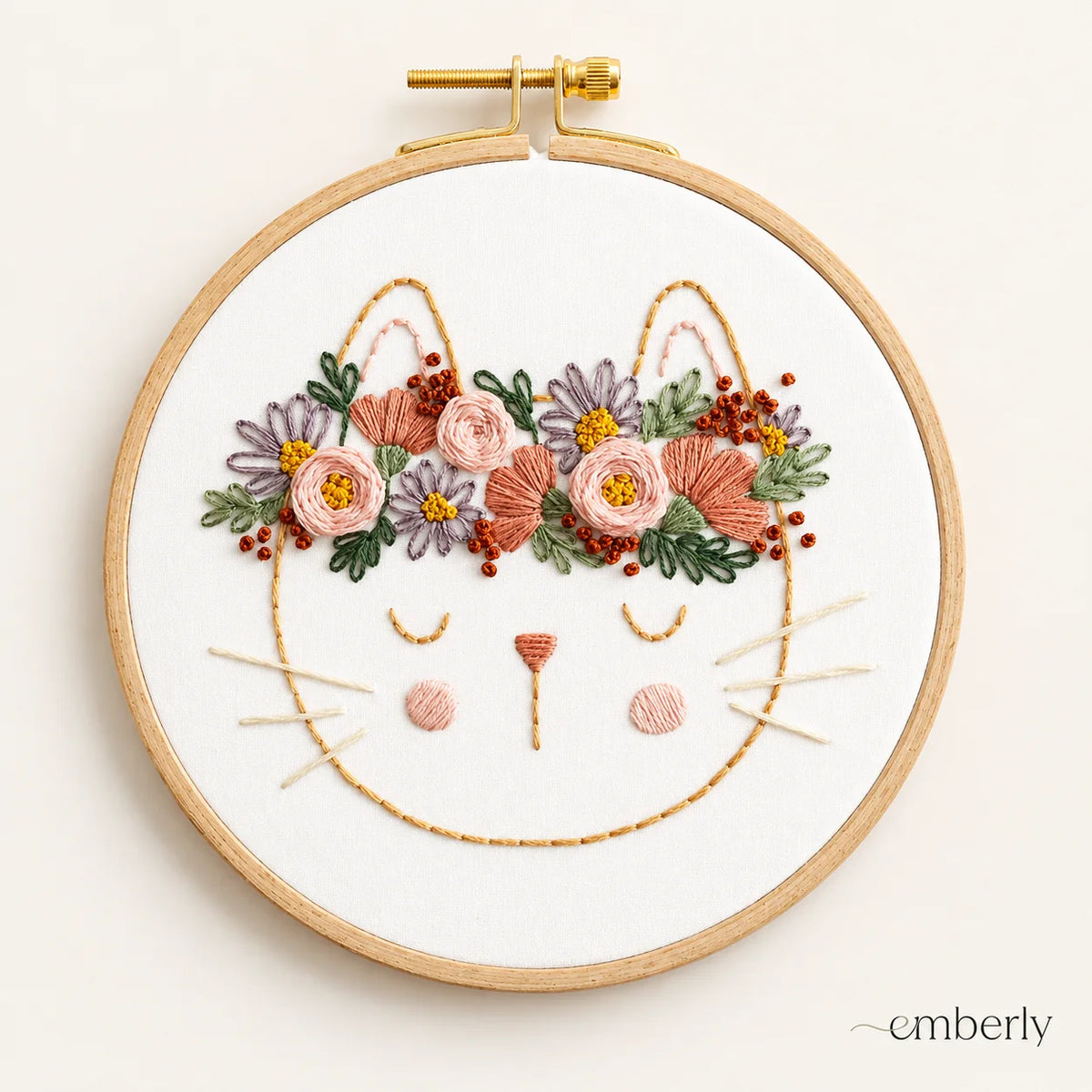 Emberly Flora Cat Embroidery Kit