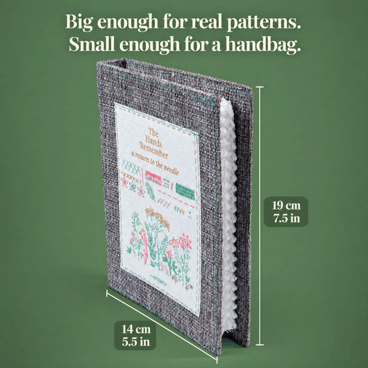 Emberly The Hands Remember embroidery stitch book kit with linen book, 30 cotton threads and stitch guide
