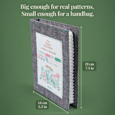 Emberly The Hands Remember embroidery stitch book kit with linen book, 30 cotton threads and stitch guide