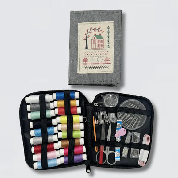 Emberly Stitch Book Kit with premium cotton floss, needles, and scissors